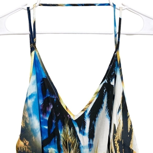 SUBOO Palm Print Open Back V-Neck Tropical Boho Playsuit Romper - Picture 5 of 13